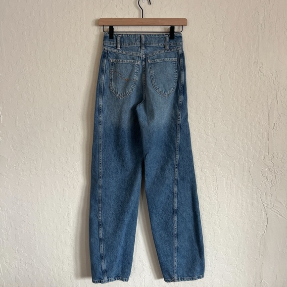 Free People We The Free Aster High Rise Straight Leg Jeans 24 Swarm Blue Denim - Picture 9 of 12